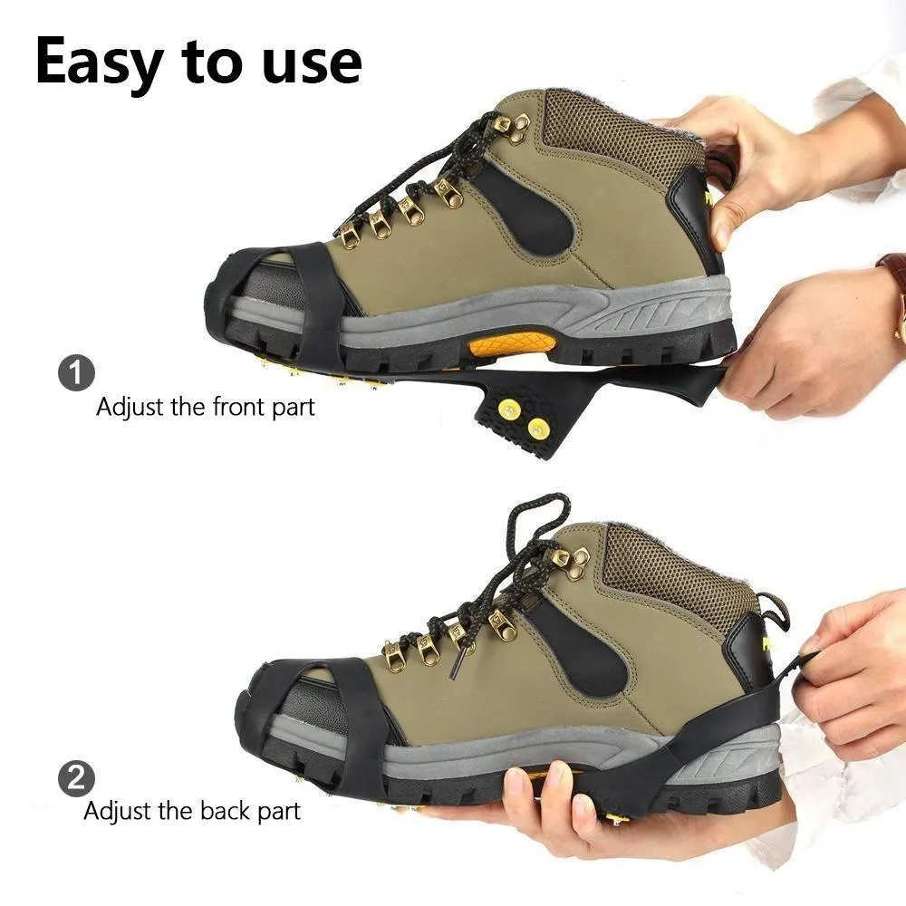 Bequee 10 teeth crampons, non-slip shoe cover, 1 pair