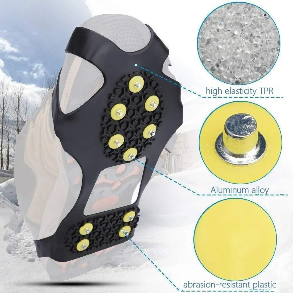 Bequee 10 teeth crampons, non-slip shoe cover, 1 pair