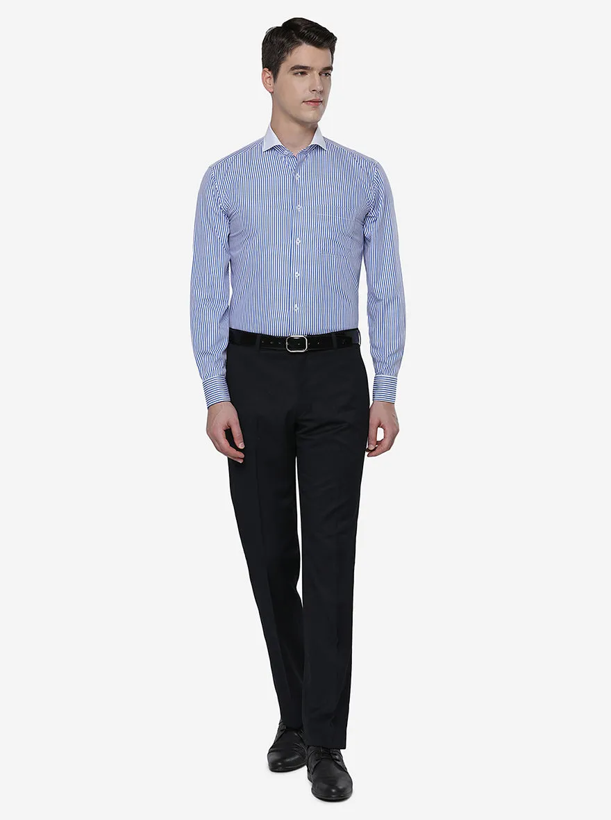 Blue & White Striped Regular Fit Formal Shirt | JadeBlue