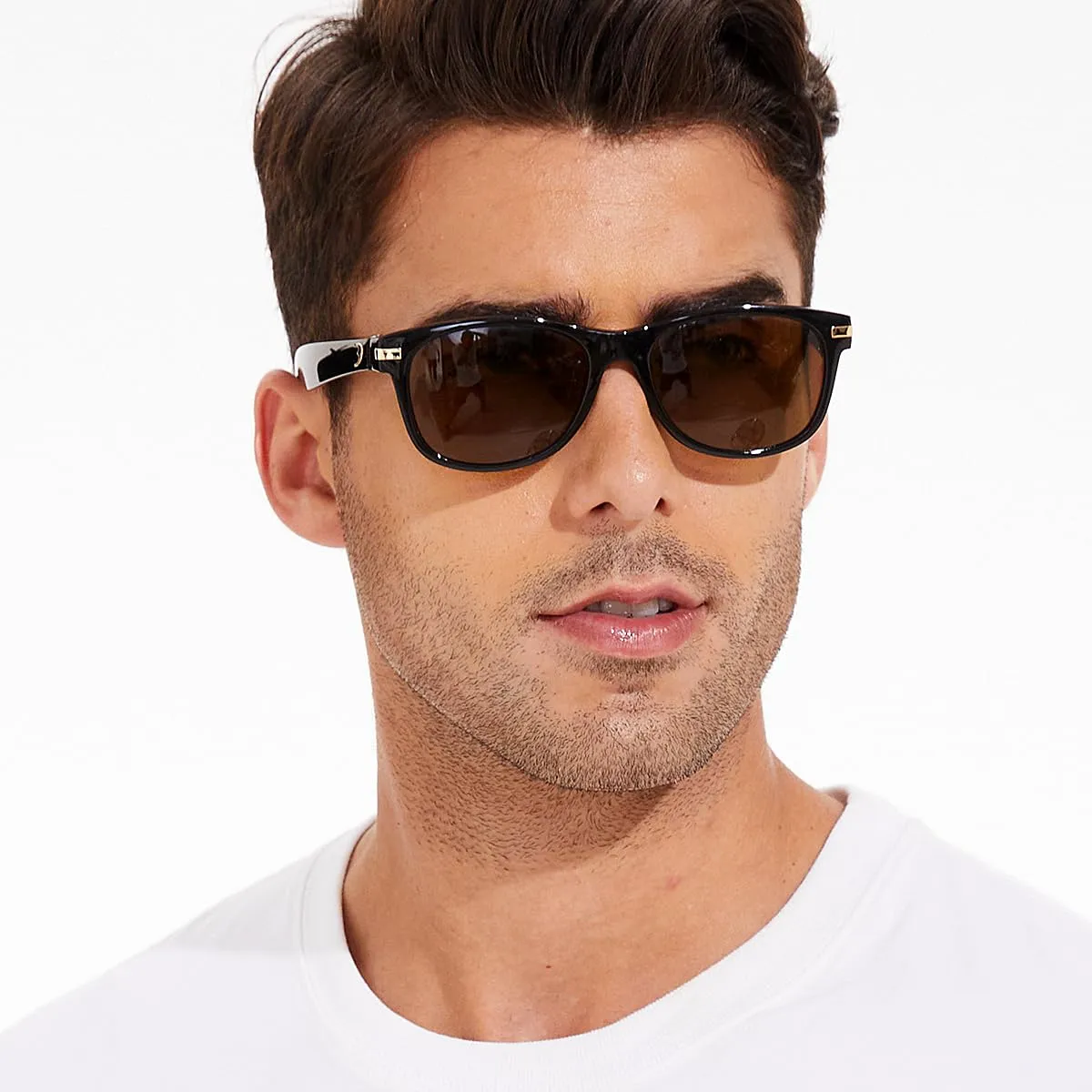 B.N.U.S Classic Unisex Sunglasses with Corning Glass Lenses, Polarized Option, Black/B-15