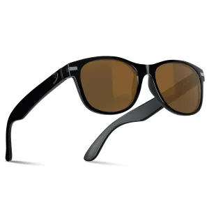 B.N.U.S Classic Unisex Sunglasses with Corning Glass Lenses, Polarized Option, Black/B-15