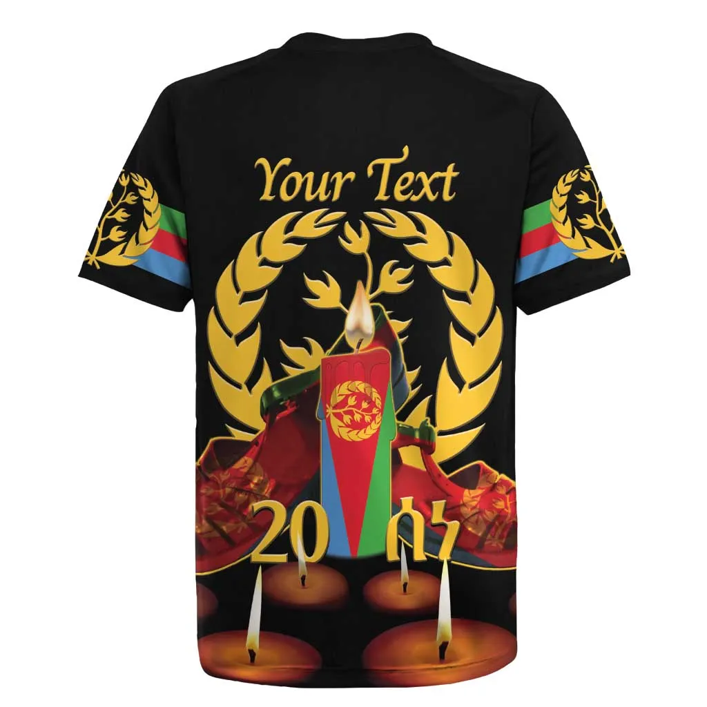 Custom Eritrea Martyrs' Day Rugby Jersey 20 June Shida Shoes With Candles - Black LT14