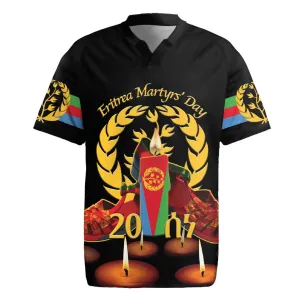 Custom Eritrea Martyrs' Day Rugby Jersey 20 June Shida Shoes With Candles - Black LT14