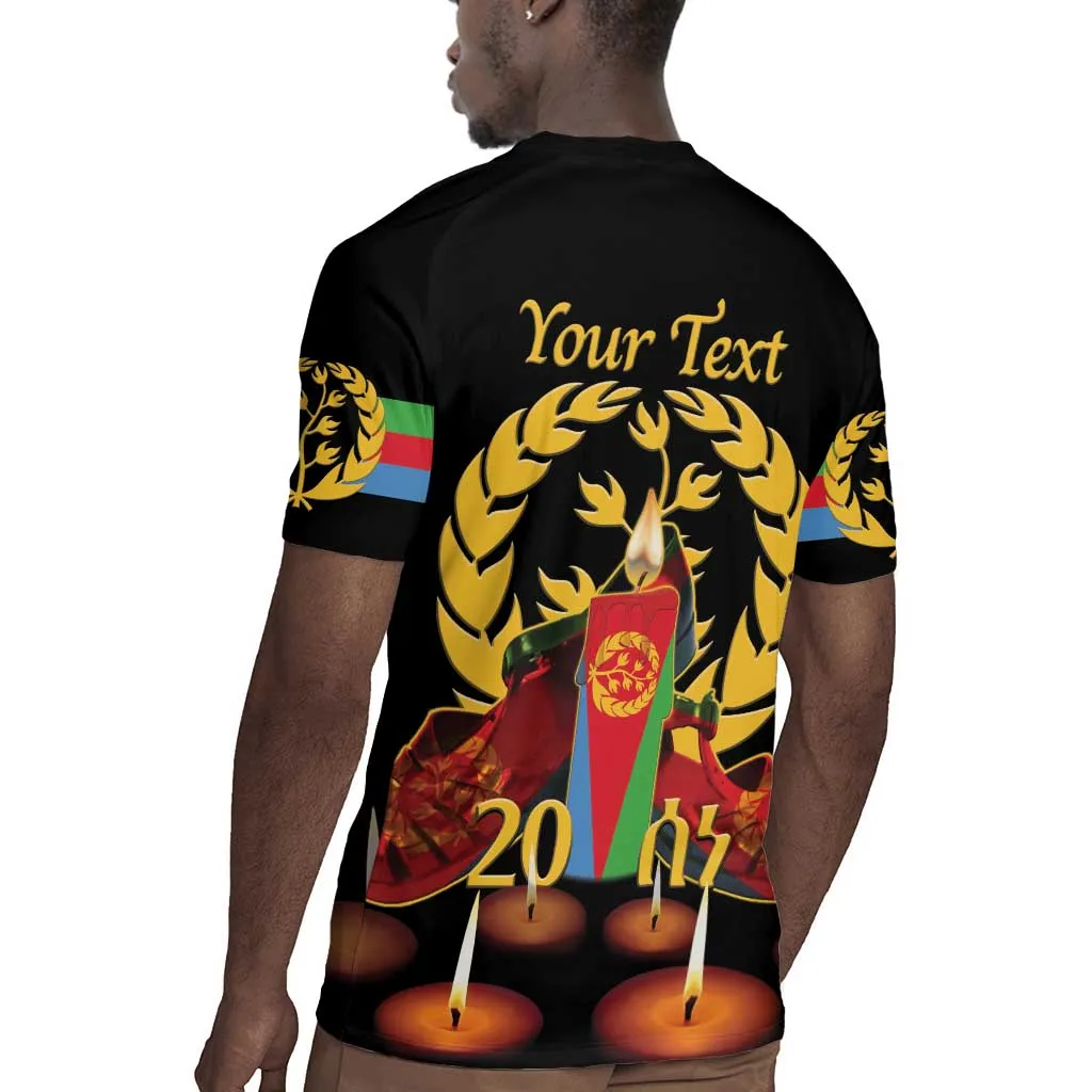 Custom Eritrea Martyrs' Day Rugby Jersey 20 June Shida Shoes With Candles - Black LT14