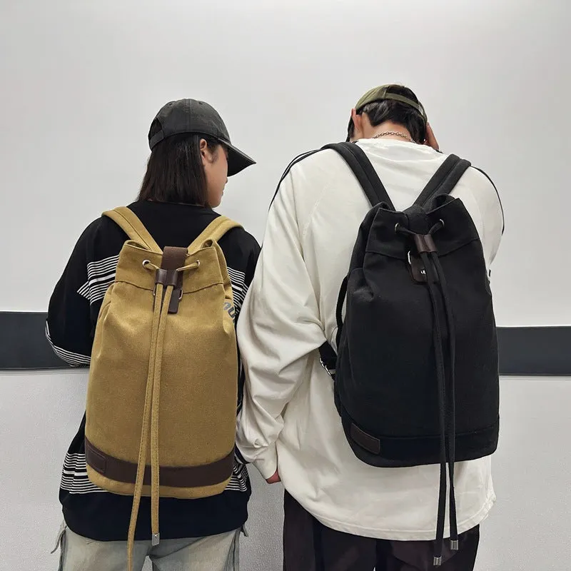 Drawstring Backpack Travel Mountain Climbing Sports Backpack Large Capacity Canvas Backpack Retro Casual College Students Bag