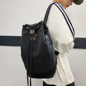 Drawstring Backpack Travel Mountain Climbing Sports Backpack Large Capacity Canvas Backpack Retro Casual College Students Bag