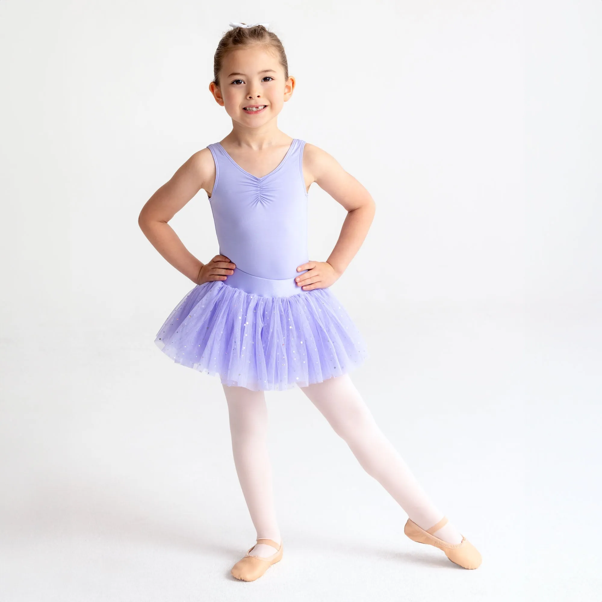Gathered Tank Leotard in Lilac