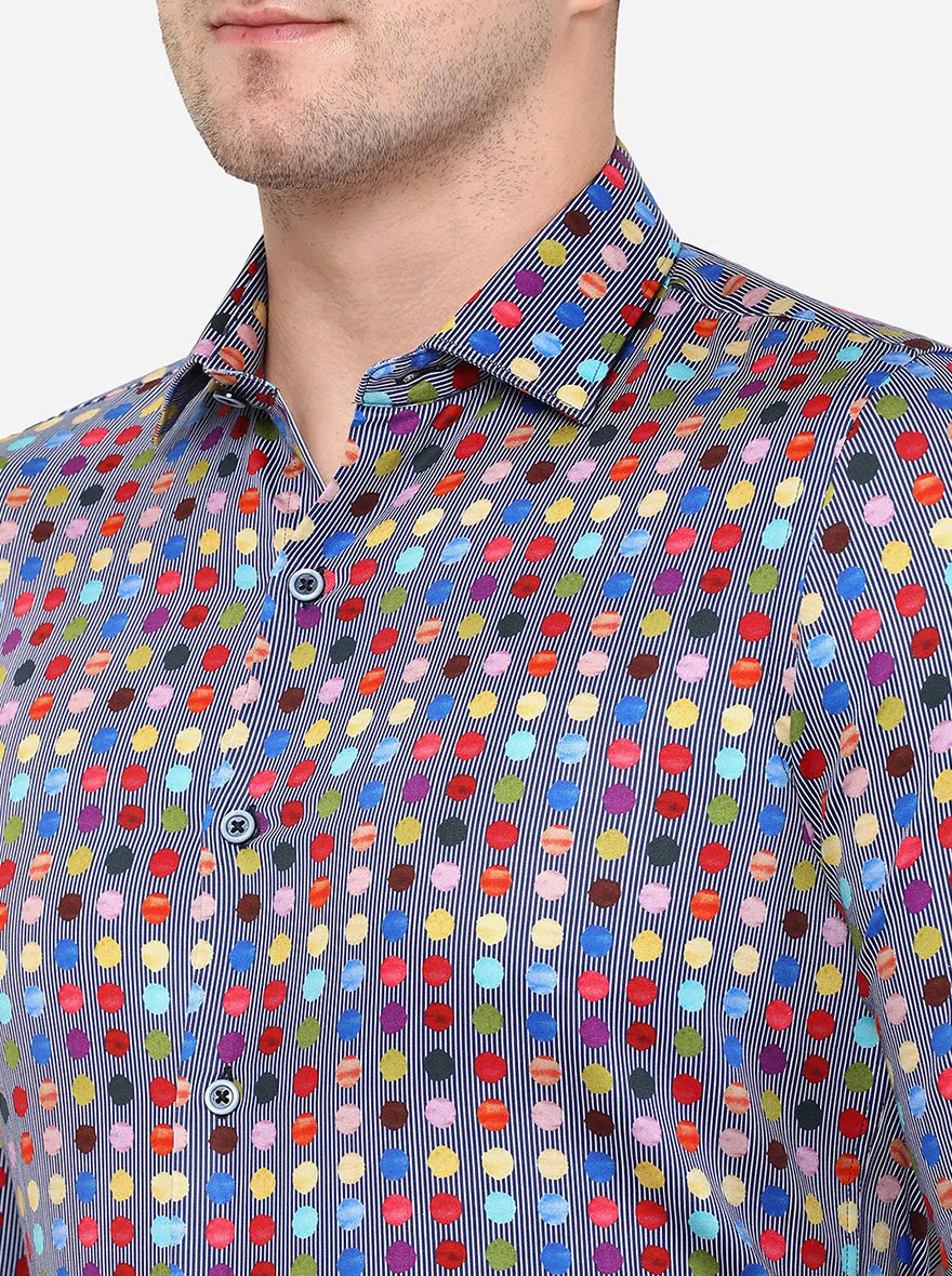 Grey Printed Slim Fit Party Wear Shirt | JB Studio