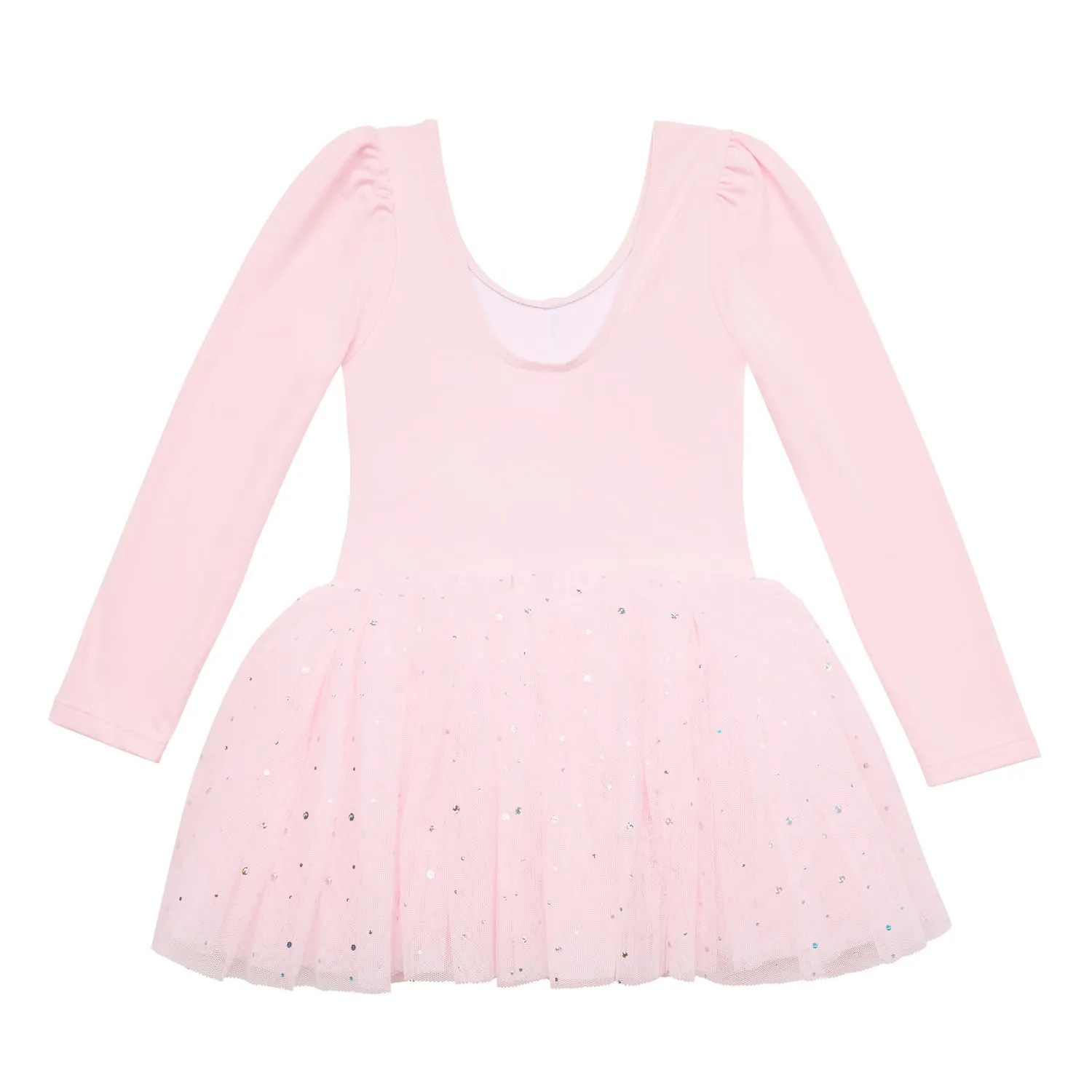 Kaia: Long Sleeve Tutu Dress with Sequins in Pink