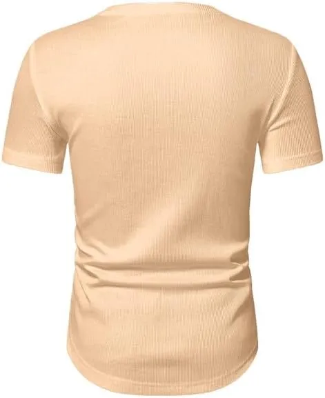 Mens Muscle Slim T Shirt V-Neck Longline Henley Shirt Gym Workout Athletic Tee Shirts