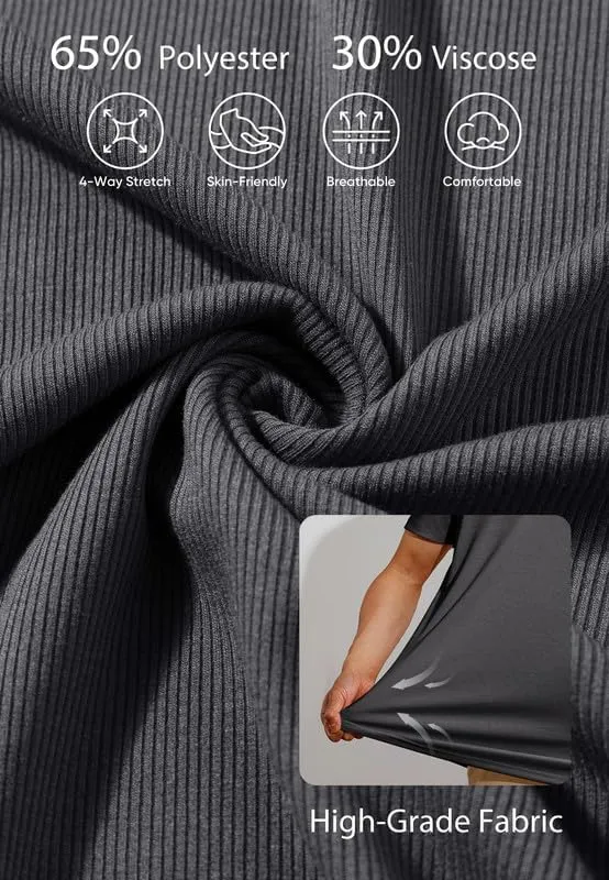 Mens Muscle Slim T Shirt V-Neck Longline Henley Shirt Gym Workout Athletic Tee Shirts