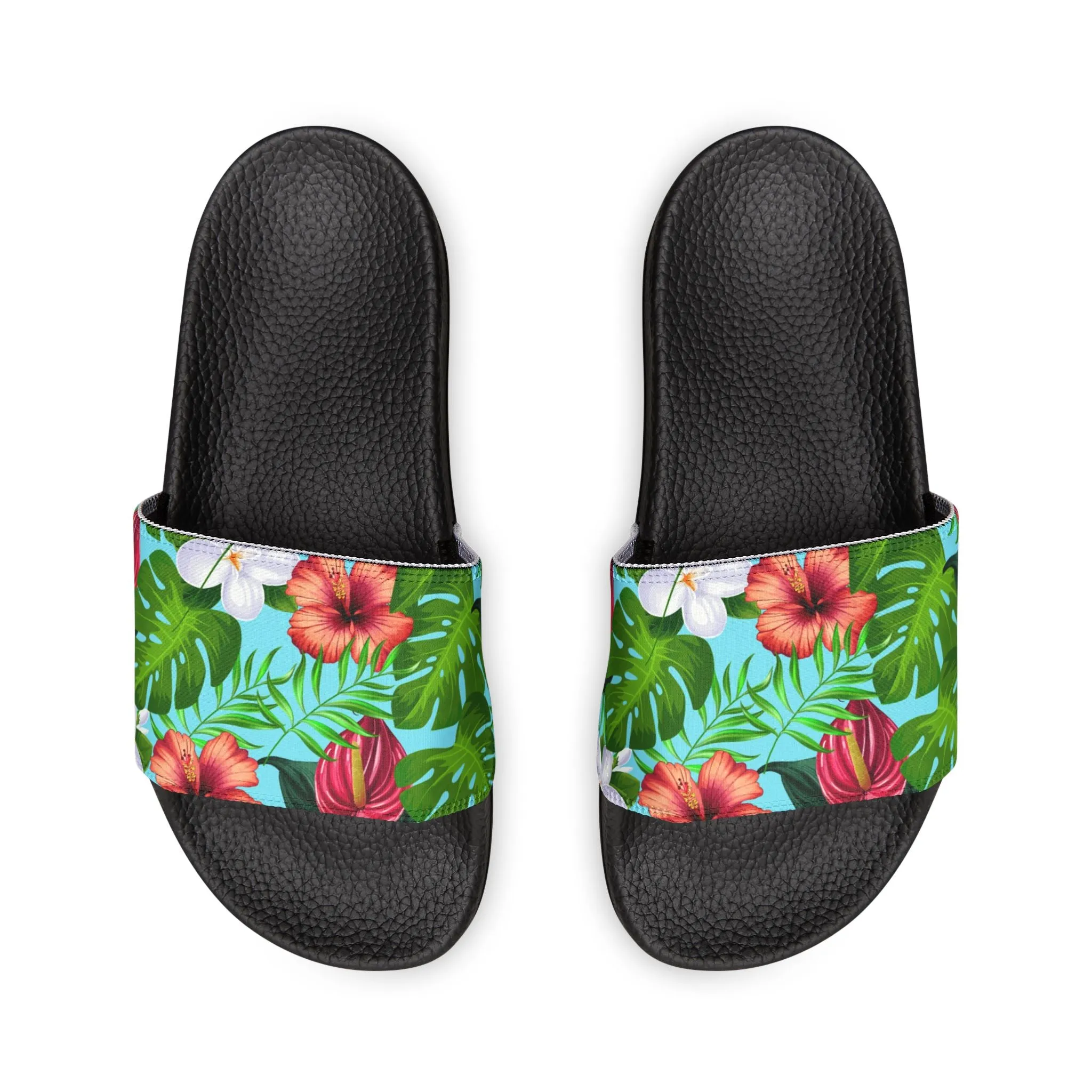 "Jungle Odyssey Hues: Celadon Blue" Men's Beach Sandals