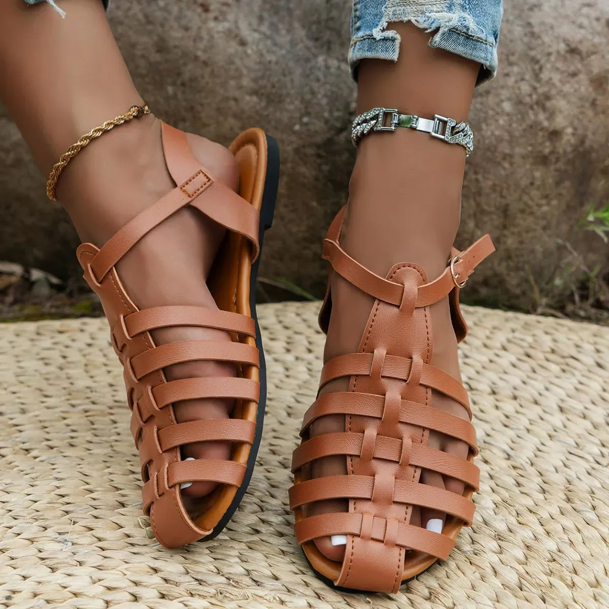 Round Toe Flats Sandals