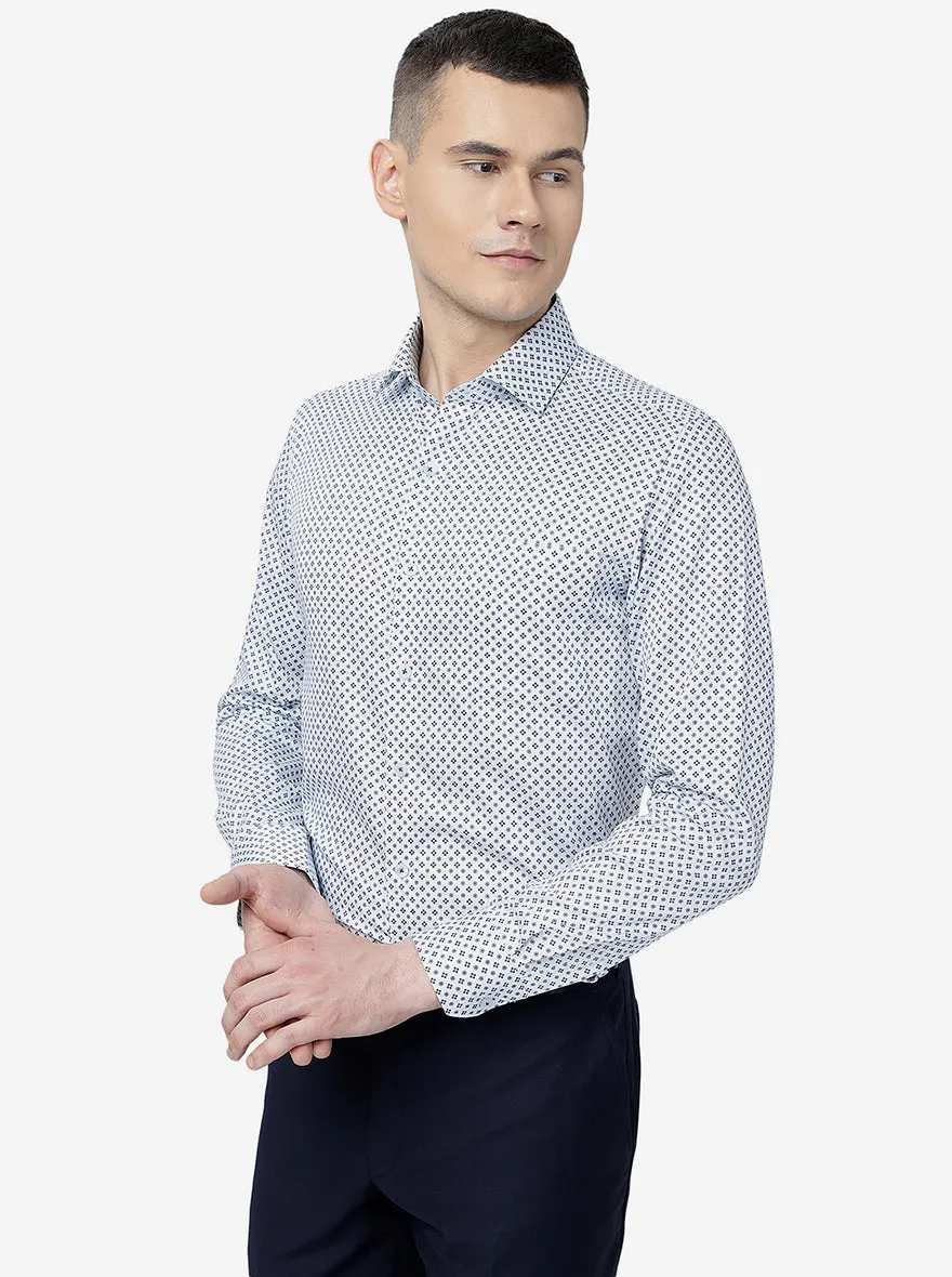Sky Blue Printed Slim Fit Formal Shirt | JadeBlue