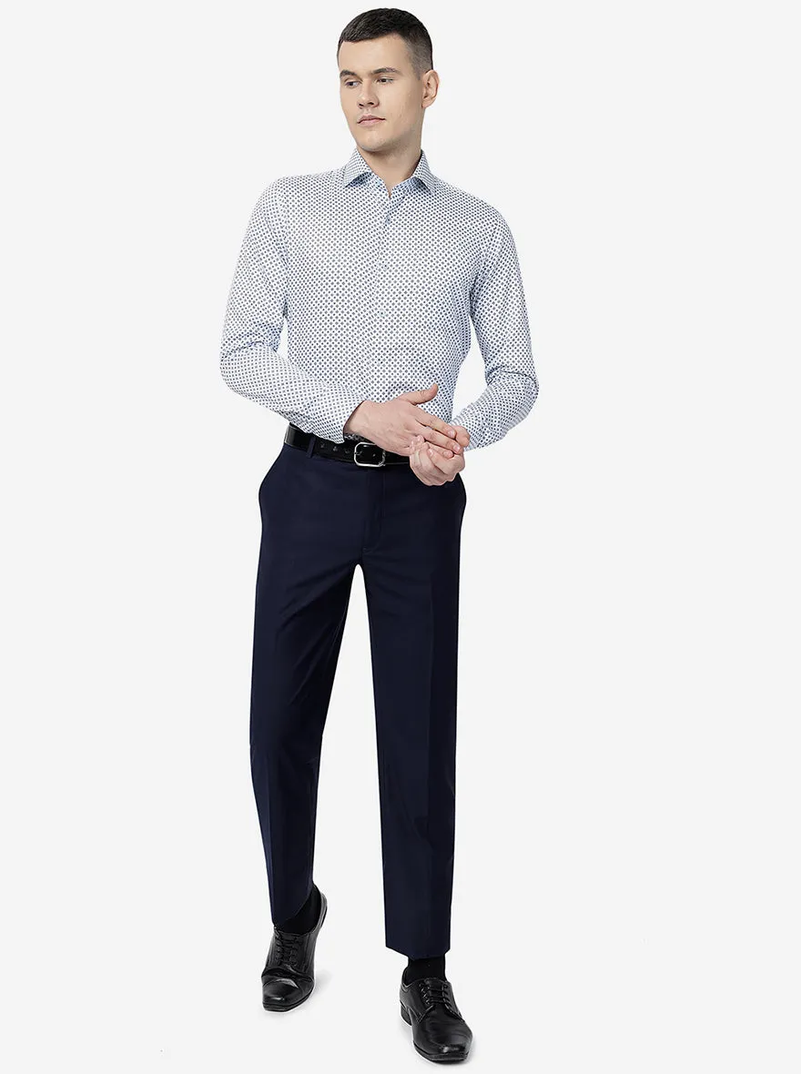 Sky Blue Printed Slim Fit Formal Shirt | JadeBlue