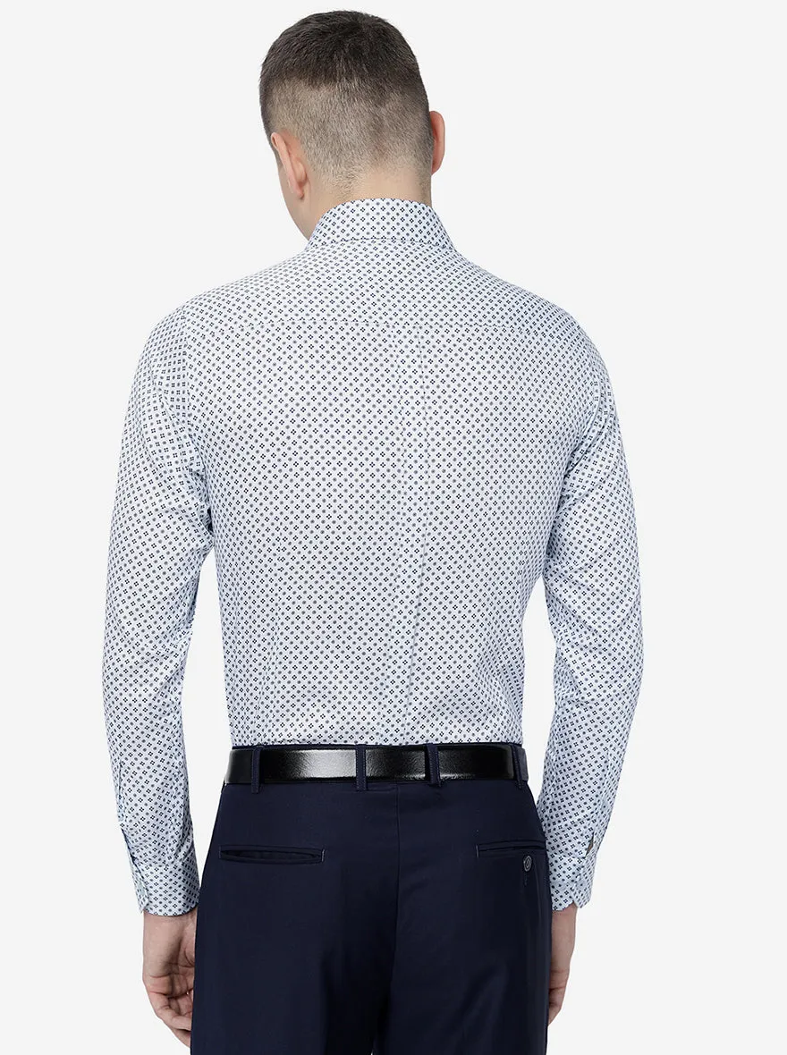 Sky Blue Printed Slim Fit Formal Shirt | JadeBlue