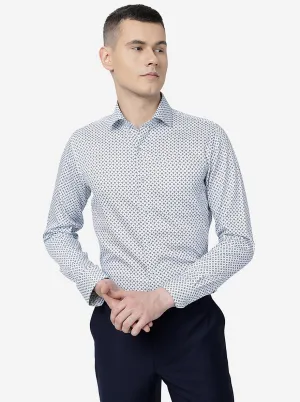 Sky Blue Printed Slim Fit Formal Shirt | JadeBlue