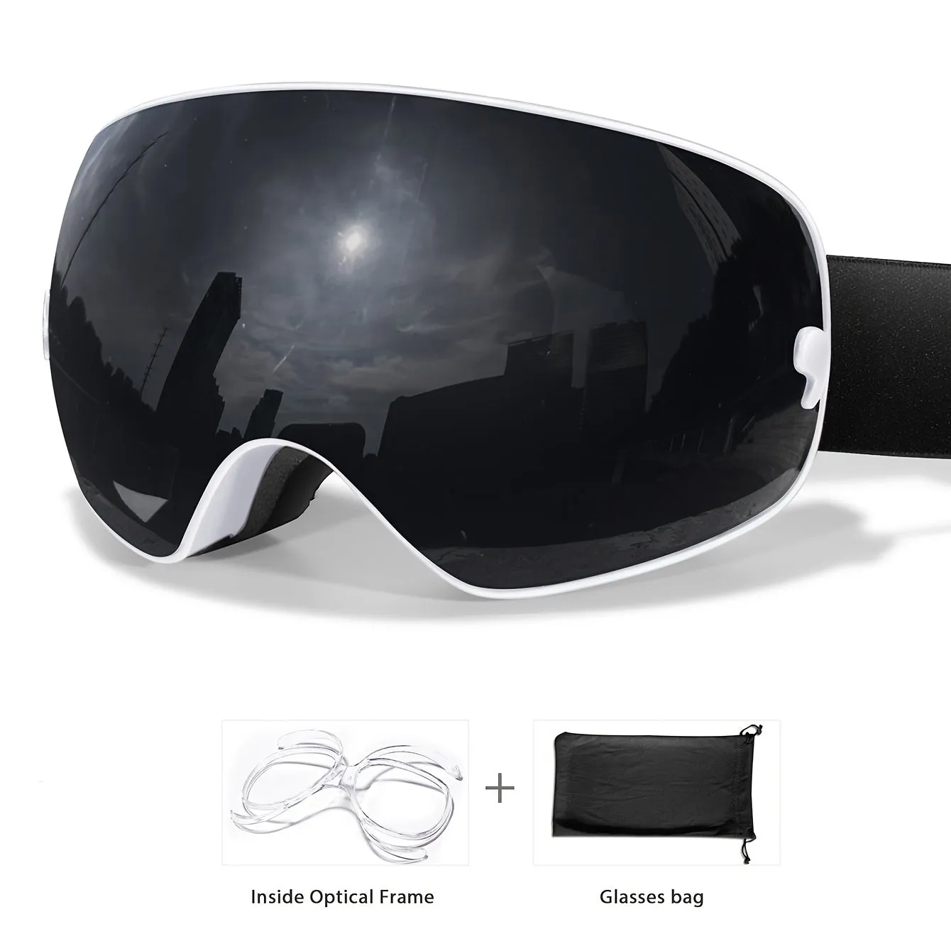 Unisex Adult Ski Goggles, Interchangeable Mirrored Lens, Anti-Fog UV Protection, TPU Frame, for Snowboarding & Skiing, Suitable for Myopia Frame, Valentines Christmas New Year Gift