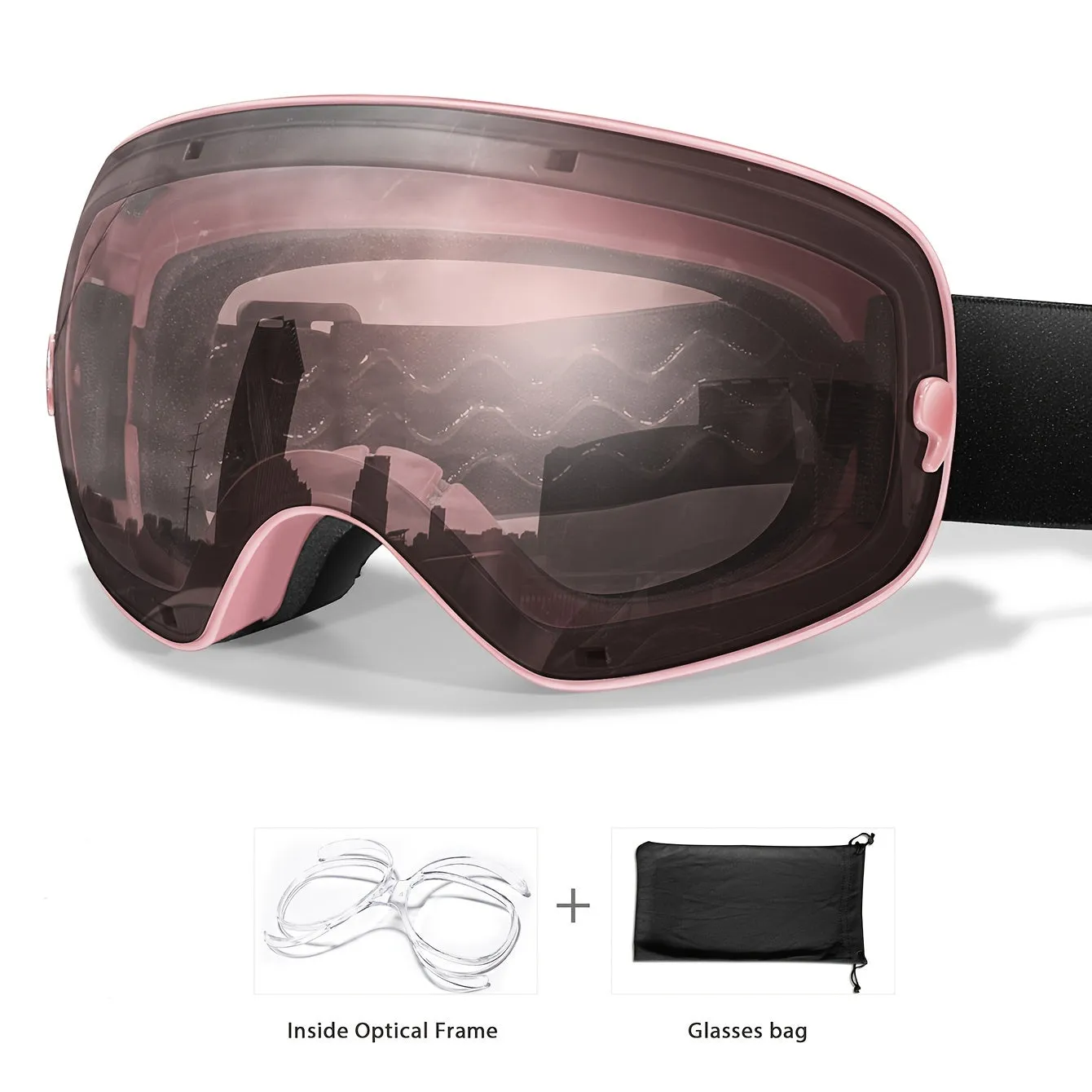 Unisex Adult Ski Goggles, Interchangeable Mirrored Lens, Anti-Fog UV Protection, TPU Frame, for Snowboarding & Skiing, Suitable for Myopia Frame, Valentines Christmas New Year Gift
