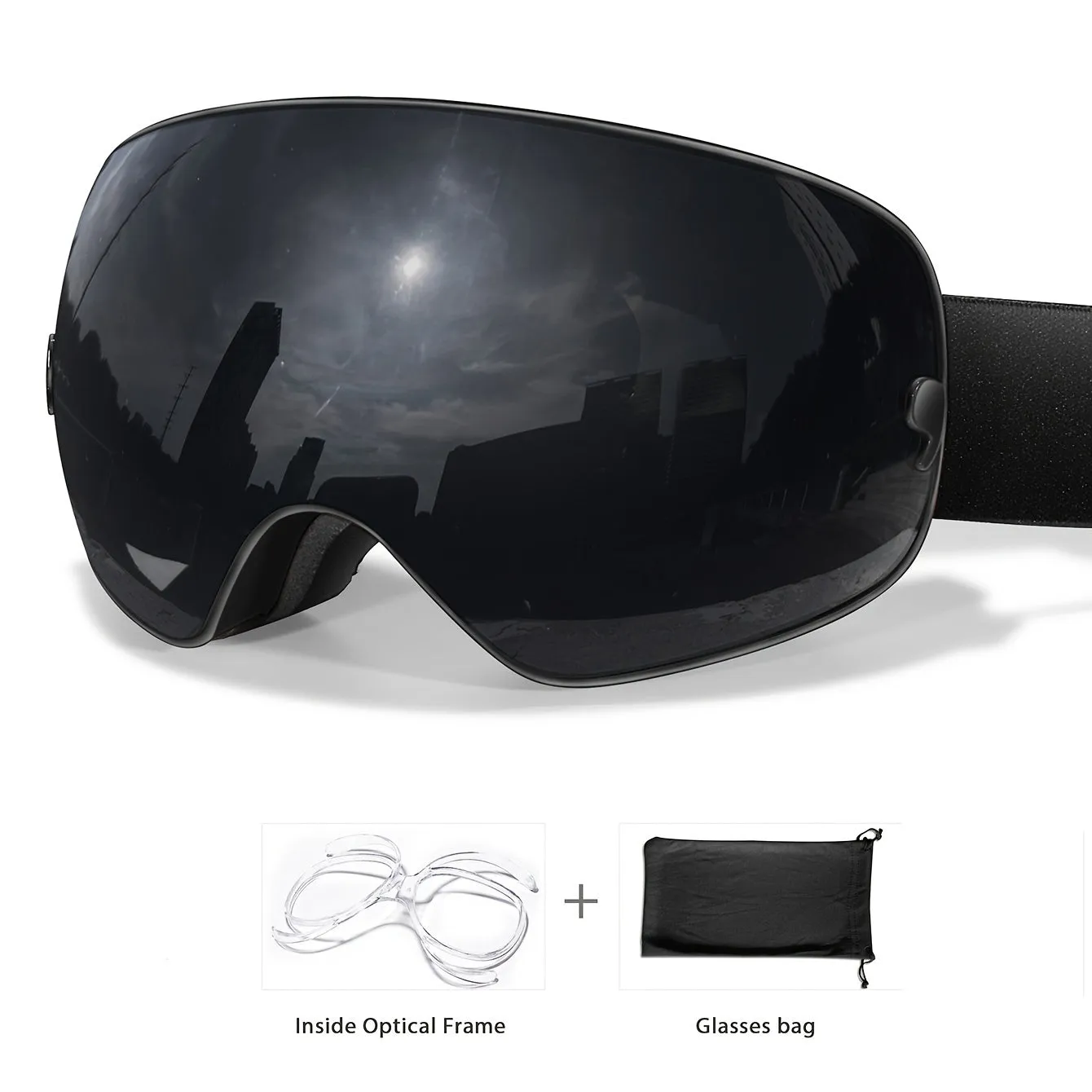 Unisex Adult Ski Goggles, Interchangeable Mirrored Lens, Anti-Fog UV Protection, TPU Frame, for Snowboarding & Skiing, Suitable for Myopia Frame, Valentines Christmas New Year Gift