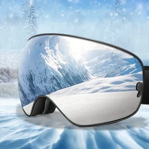Unisex Adult Ski Goggles, Interchangeable Mirrored Lens, Anti-Fog UV Protection, TPU Frame, for Snowboarding & Skiing, Suitable for Myopia Frame, Valentines Christmas New Year Gift