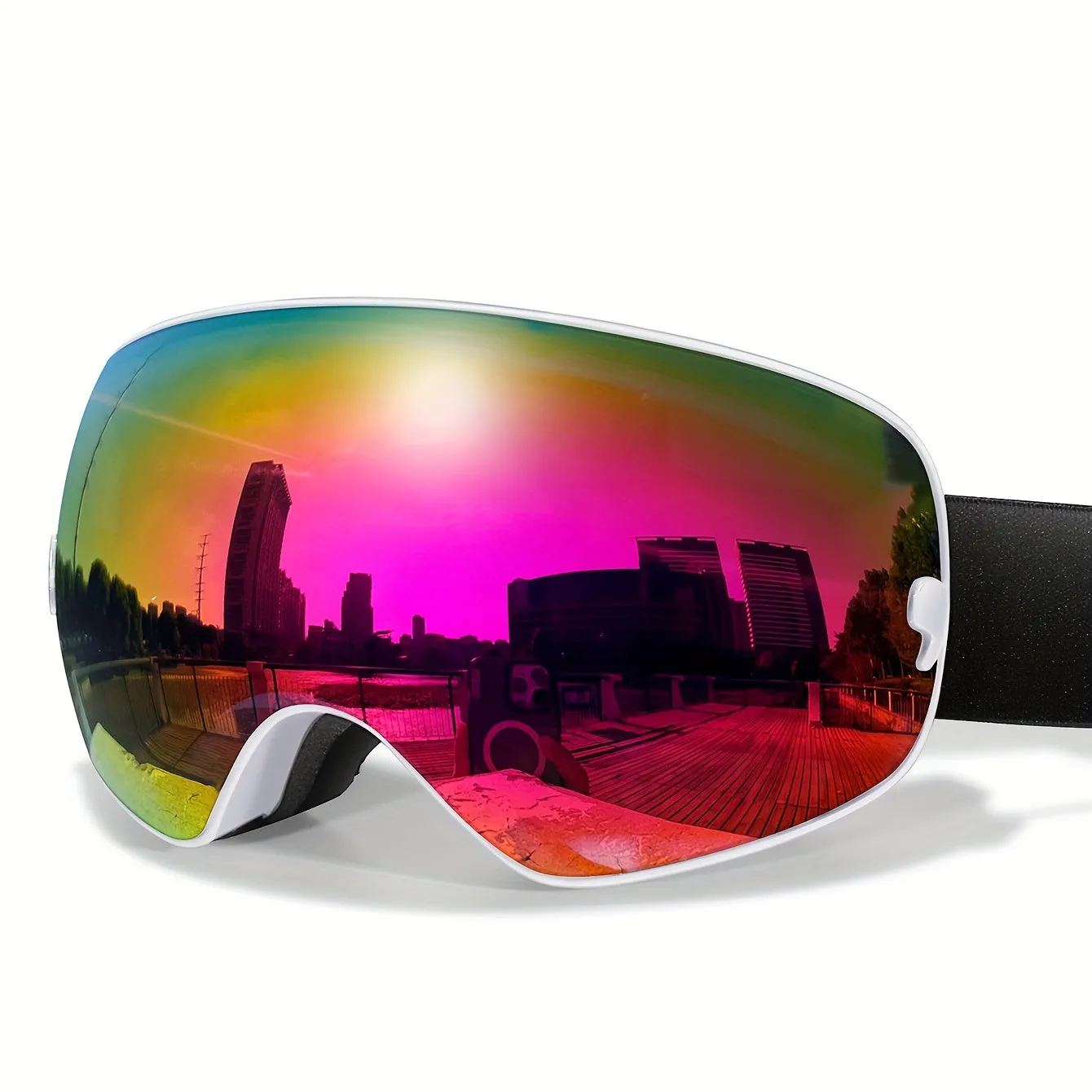 Unisex Adult Ski Goggles, Interchangeable Mirrored Lens, Anti-Fog UV Protection, TPU Frame, for Snowboarding & Skiing, Suitable for Myopia Frame, Valentines Christmas New Year Gift