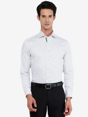 White & Grey Printed Slim Fit Party Wear Shirt | JB Studio