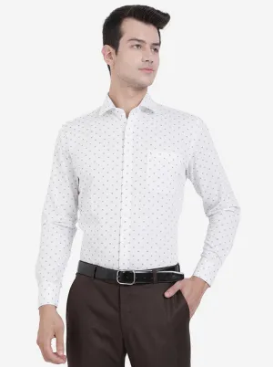 White Printed Regular Fit Formal Shirt | JadeBlue