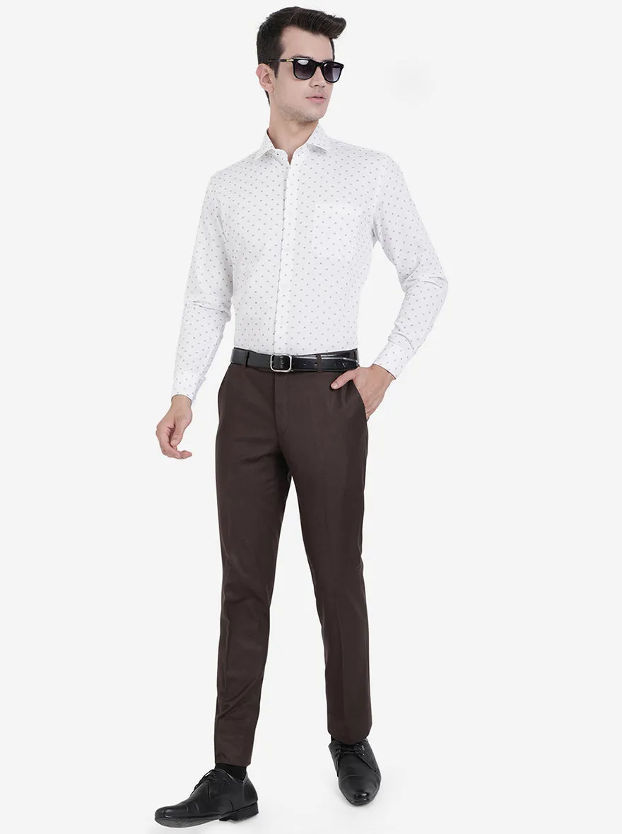 White Printed Regular Fit Formal Shirt | JadeBlue
