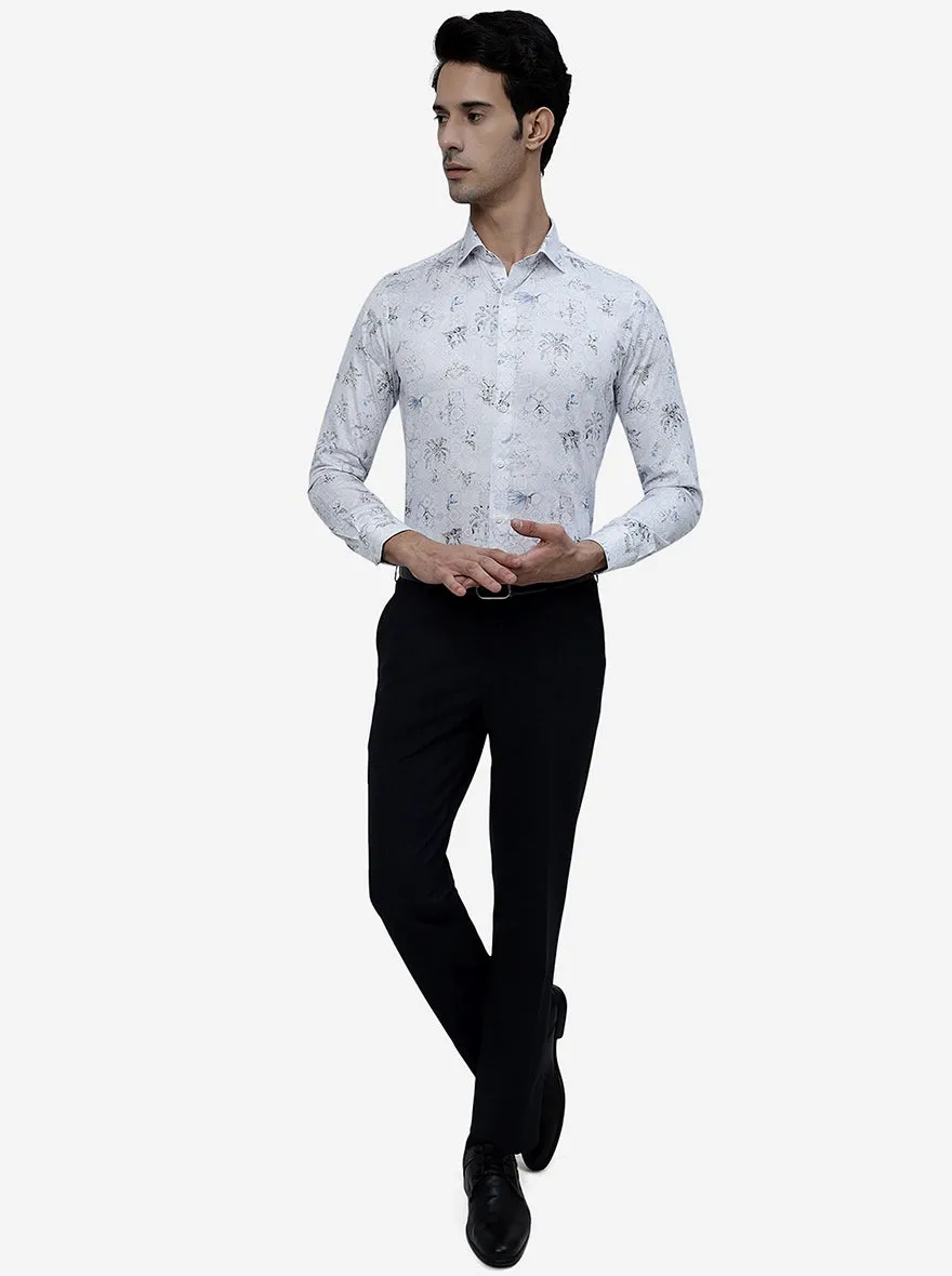 White Printed Slim Fit Party Wear Shirt | JB Studio