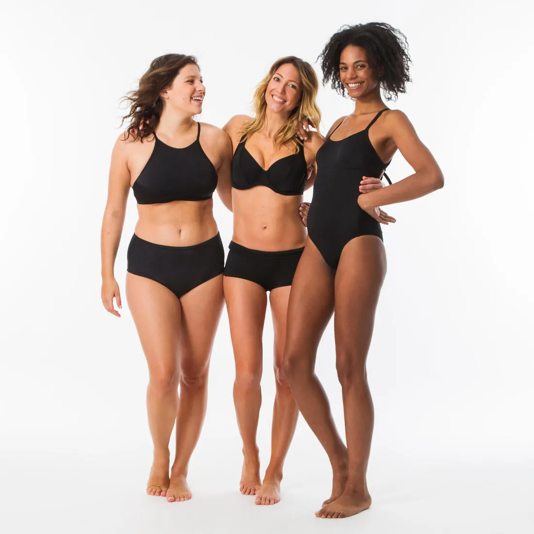 Women's surfing swimsuit bikini top with padded cups ANDREA - BLACK