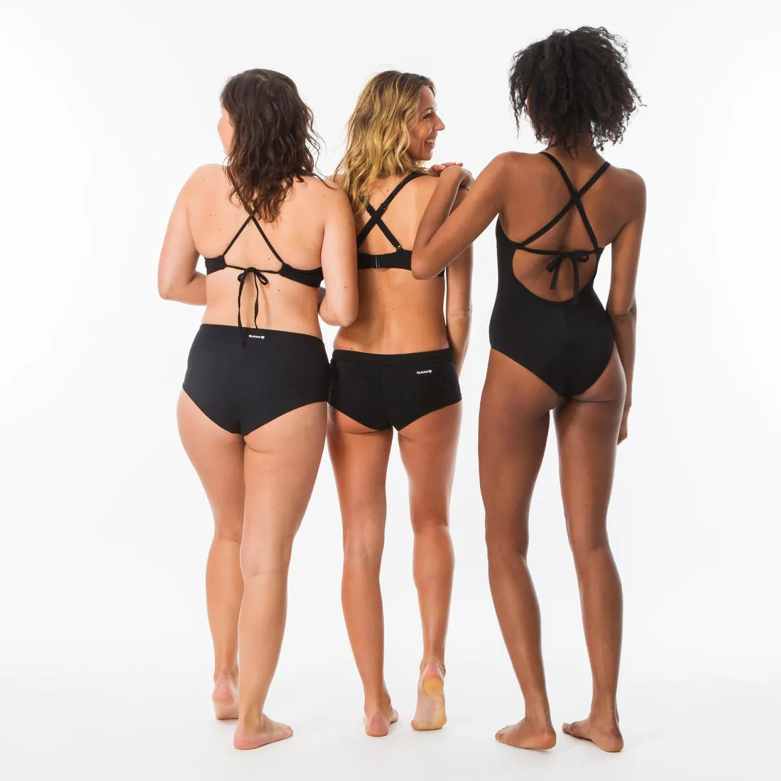 Women's surfing swimsuit bikini top with padded cups ANDREA - BLACK