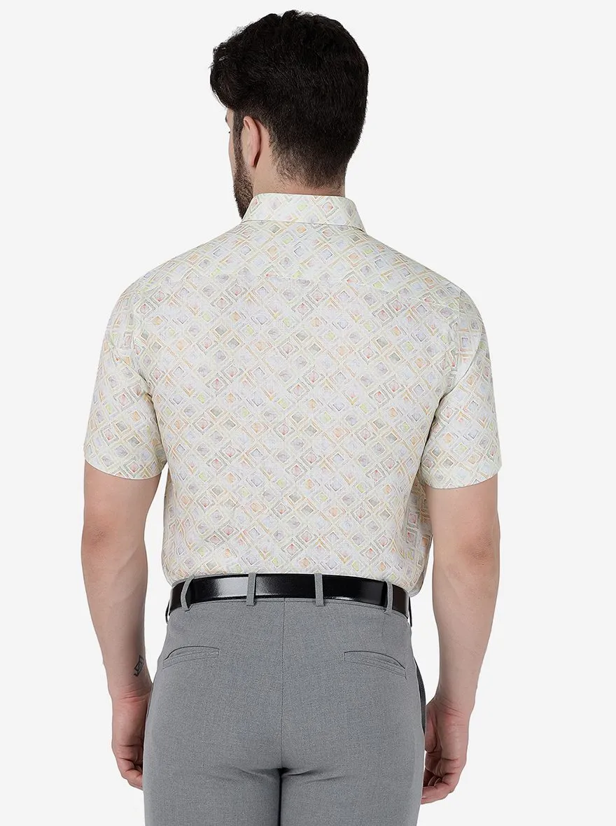 Yellow Printed Regular Fit Formal Shirt | JadeBlue