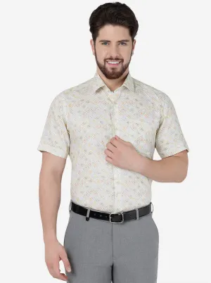 Yellow Printed Regular Fit Formal Shirt | JadeBlue