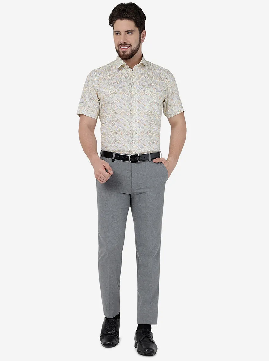 Yellow Printed Regular Fit Formal Shirt | JadeBlue